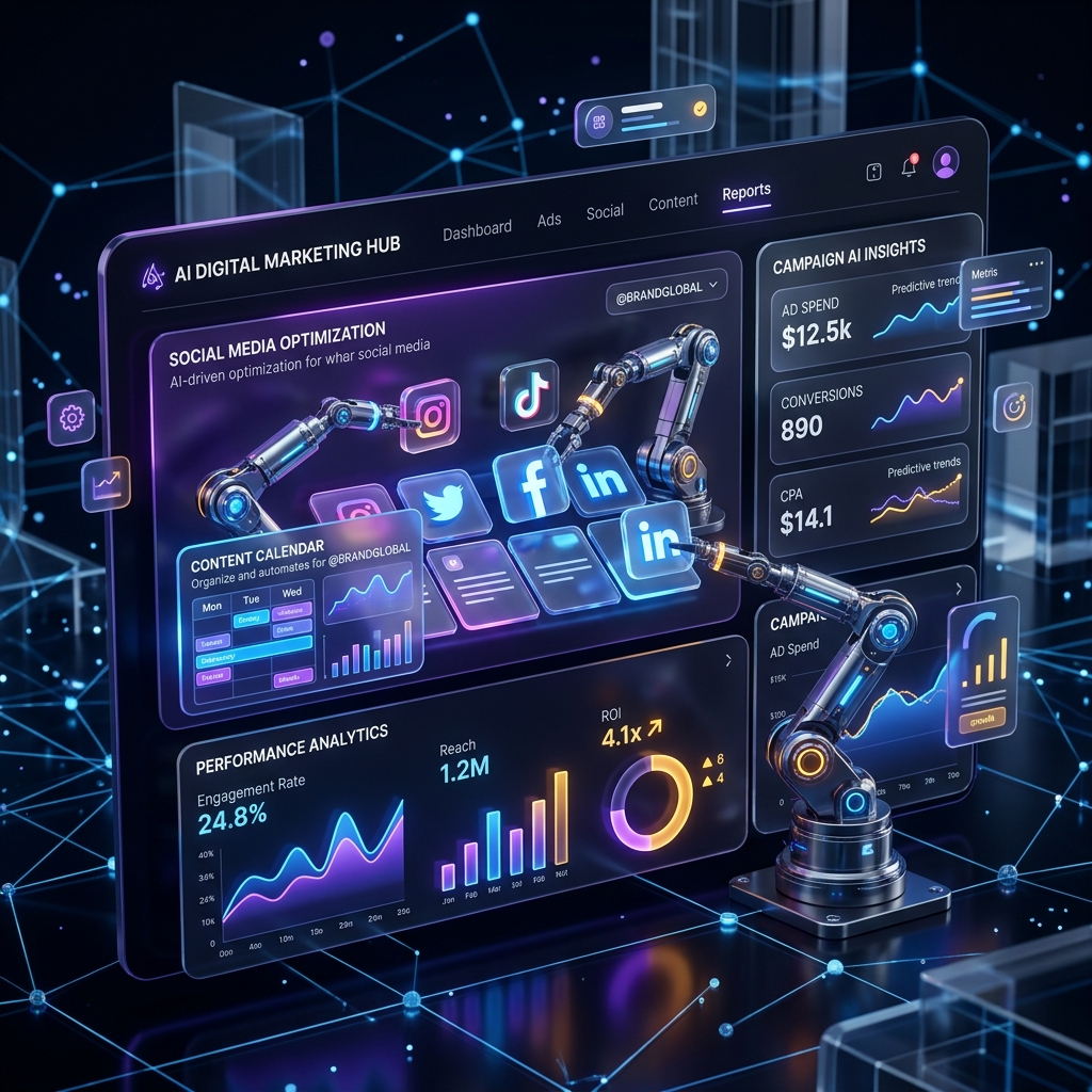 Free AI tools for digital marketing dashboard overview